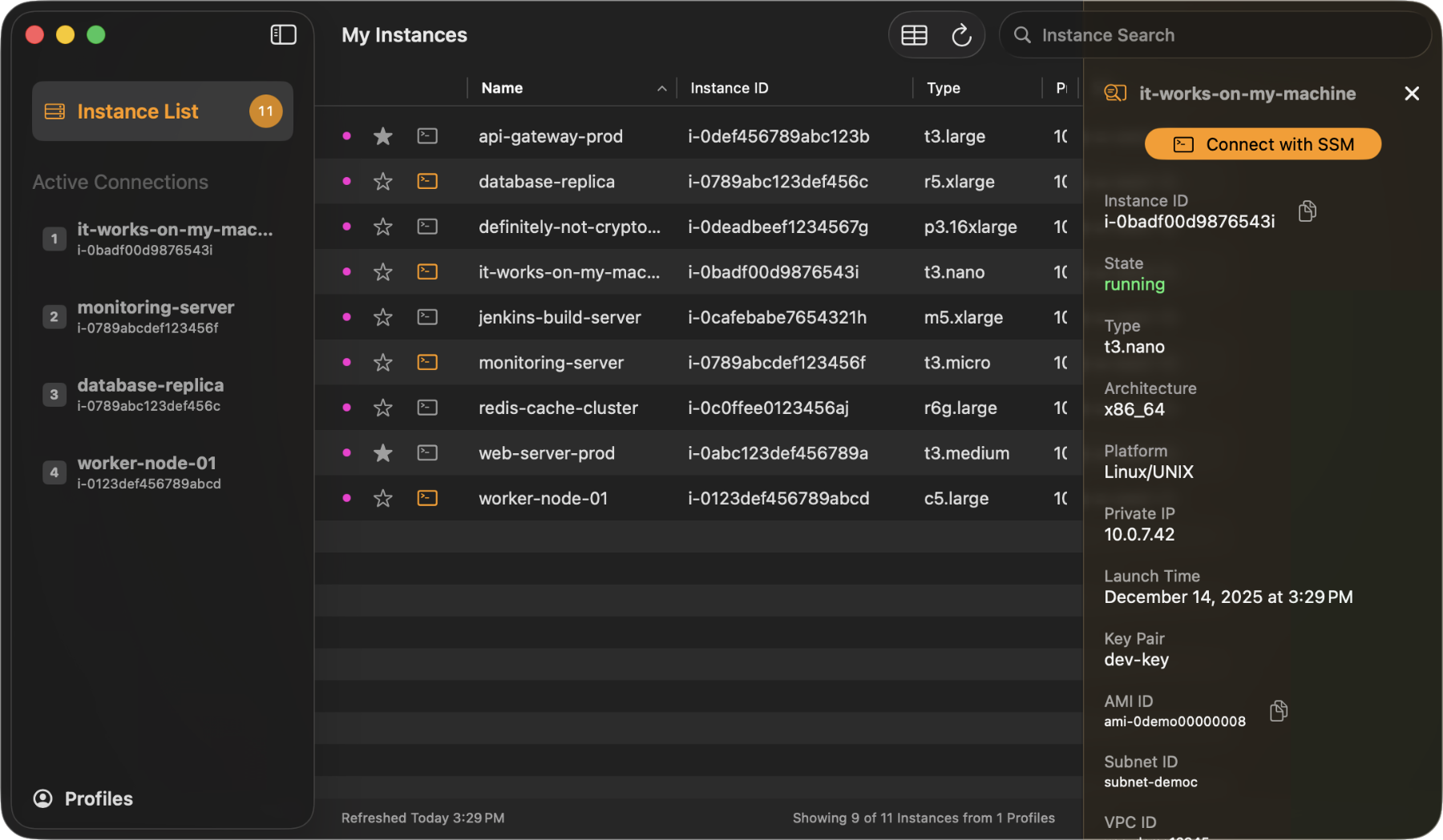 SimpleSSM sidebar navigation