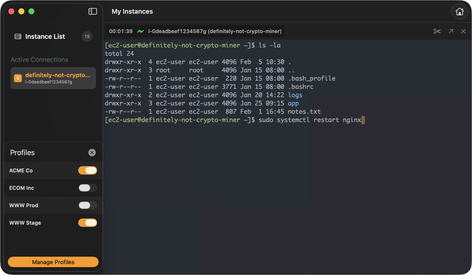 SimpleSSM profile drawer